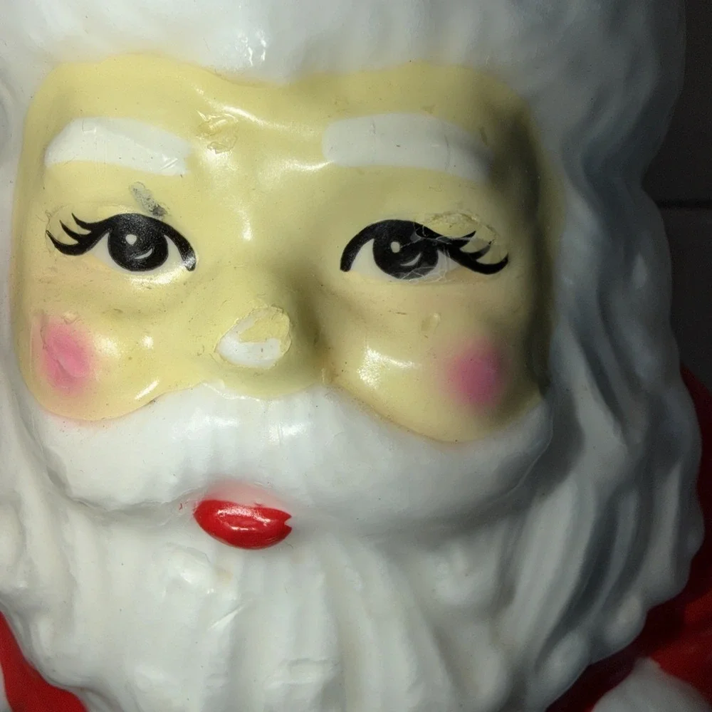 Vintage Christmas Santa‎ Claus Head Face Wax Candle 11 inch
